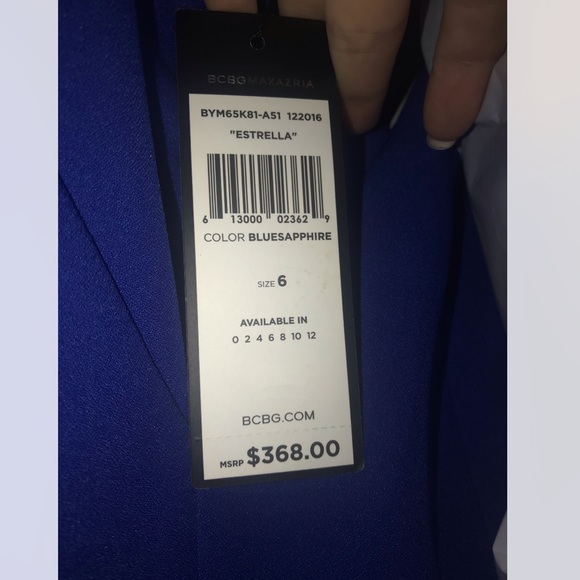 *NWT* BCBGMAXAZRIA Estrella Blue Gown w/ Cutouts - Picture 6 of 7